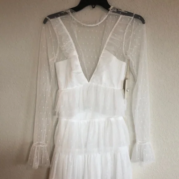 Sale ‼️Tularosa Blue Moon ruffle white tulle mini Dress new - Picture 5 of 13